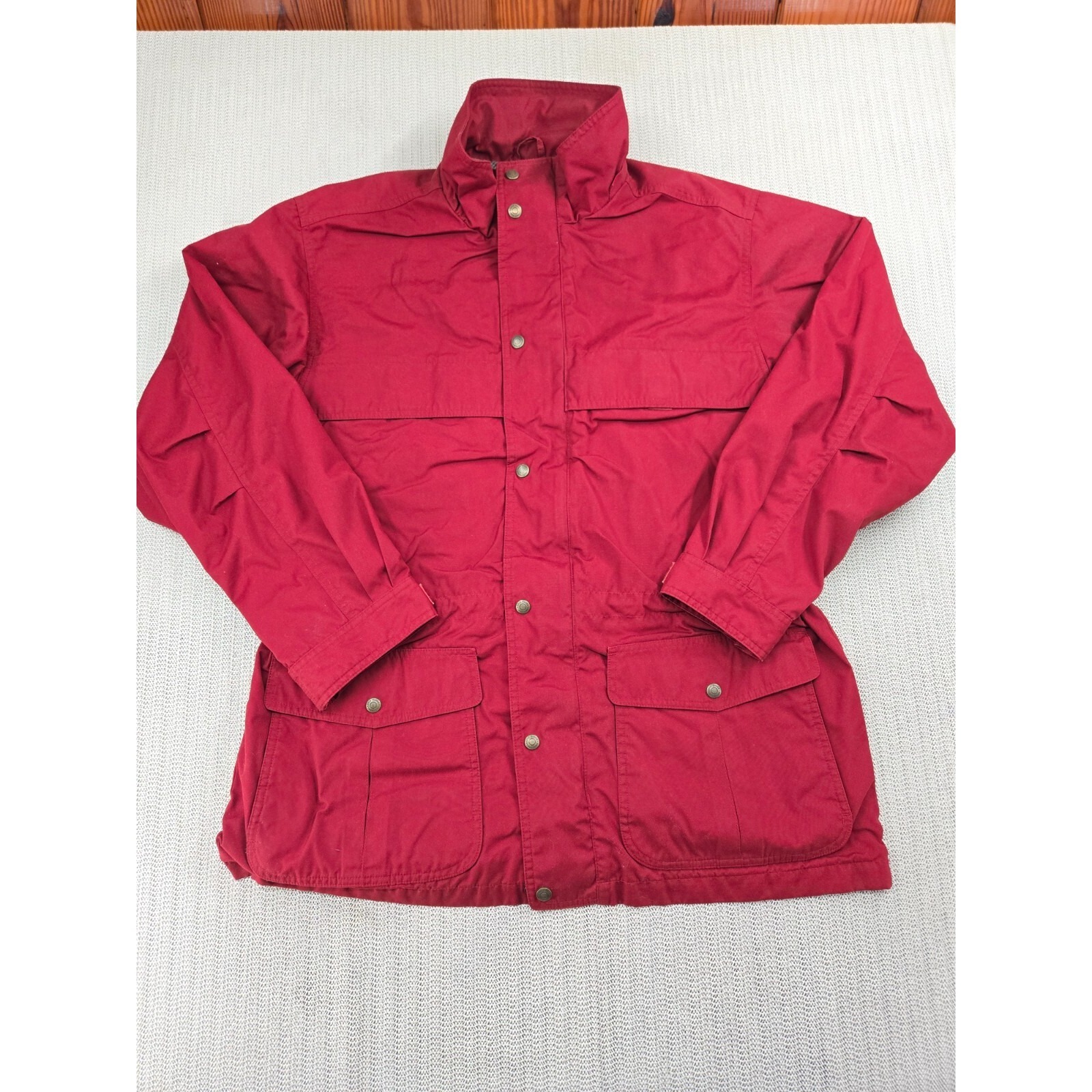 Eddie Bauer Jacket Mens Medium Maroon Wool Flannel Lined Field Coat